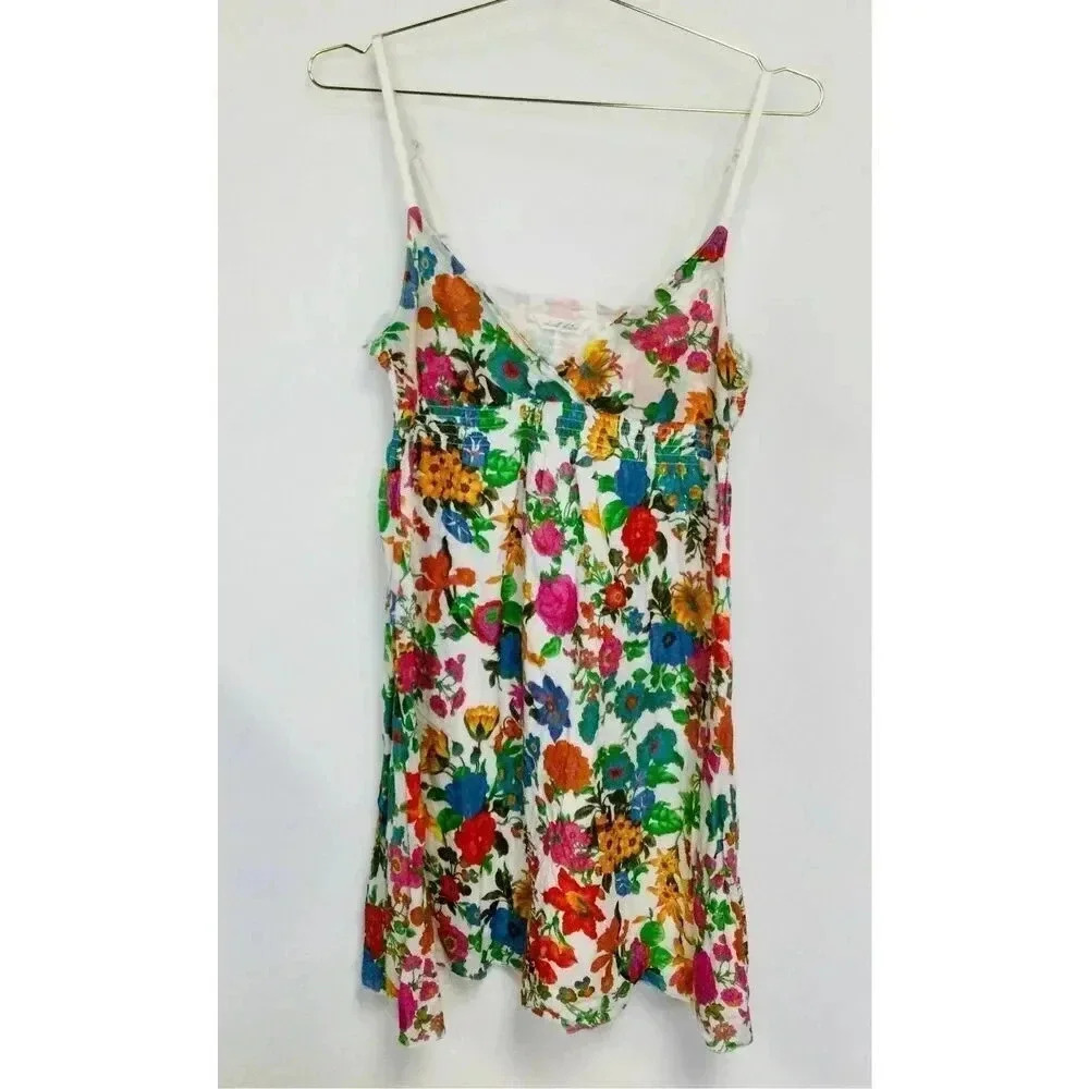 Derek Heart Womens Multi-Color Floral V-Neck Sleeveless Sundress Size‎ Medium